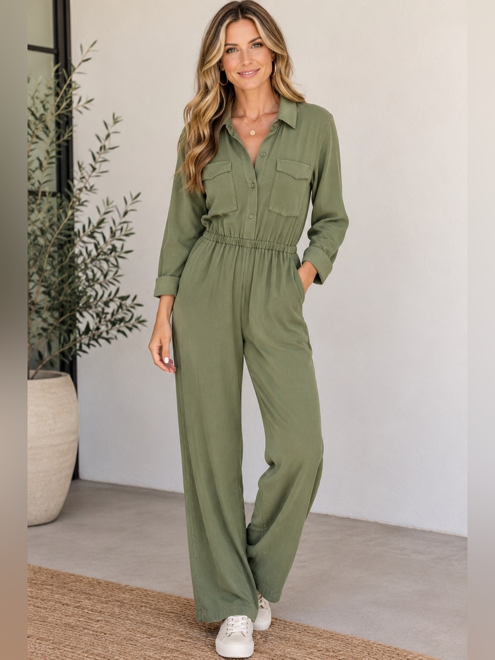 NWT Chico's Olive Green Utility Jumpsuit - Size 3 (XL / 16)